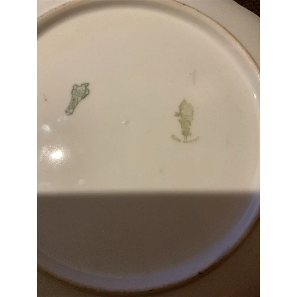 Antique Limoges France Hand Painted Iris Plate Signed Marie Scalloped 8.5
